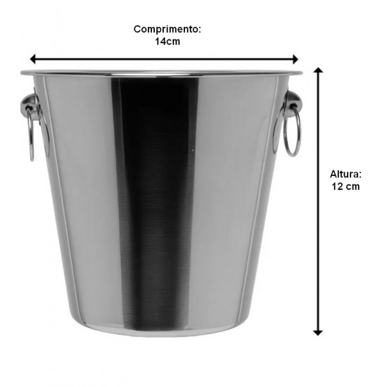 Balde 12X14CM 900ML Para gelo De Aço Inox